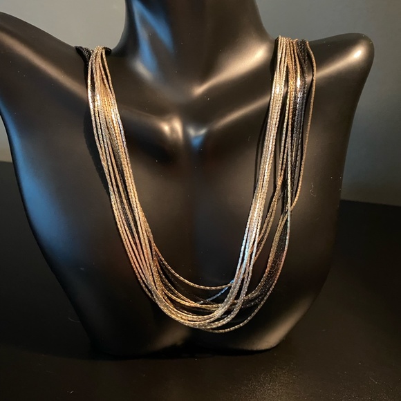 Silver/Gold/Black Layered Chain Necklace - Picture 4 of 4
